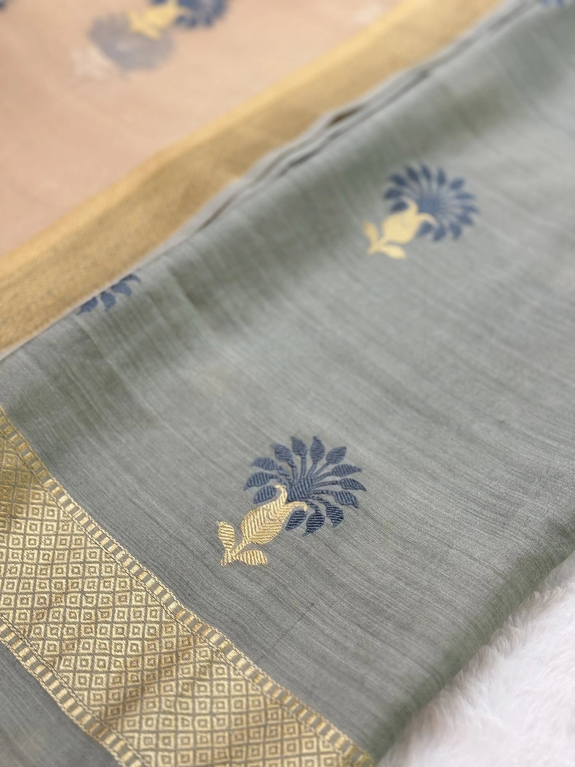 Spun Silk Suit With Kora Silk Dupatta Heritage Weaves Online